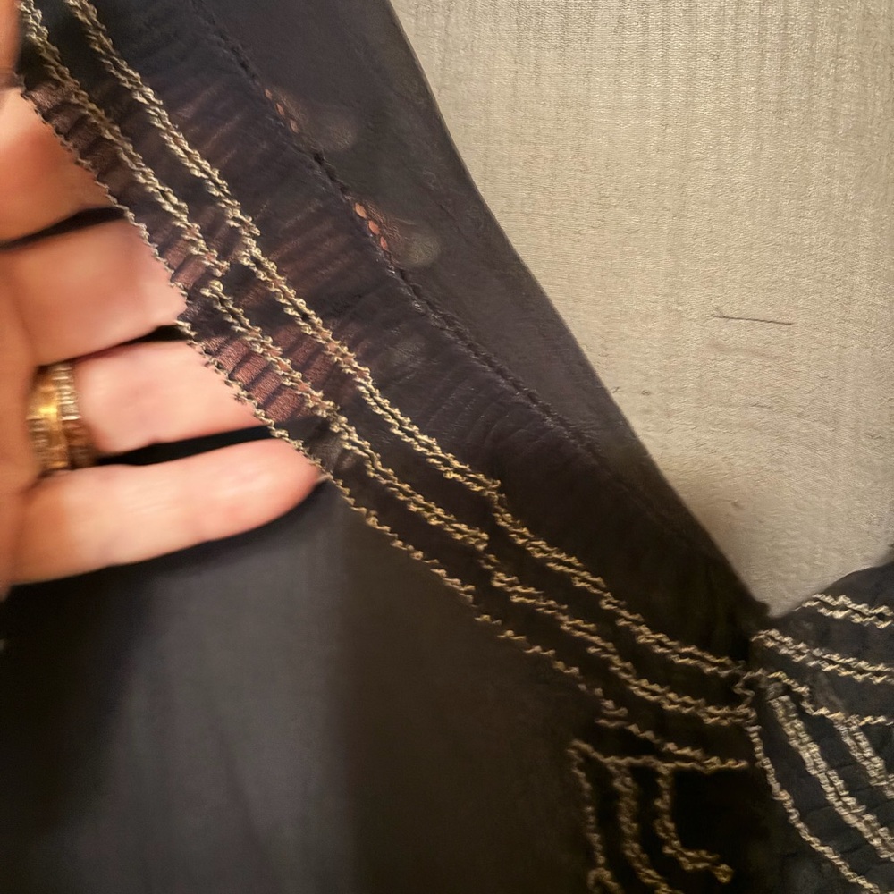 Source Unknown Sheer Navy Beaded Embroidered Blou… - image 6